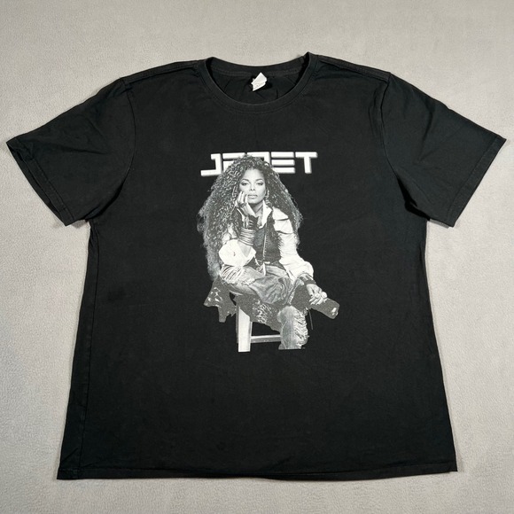 Janet Jackson T‎ Shirt Black Portrait Graphic Womens XL Rap Tee r&b Music Merch - Picture 1 of 9